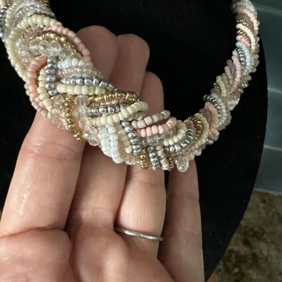 2/$18 SALE! Necklace Beaded‎ Braided Fairycore Thick Multi Strand Choker Pink - Picture 6 of 8
